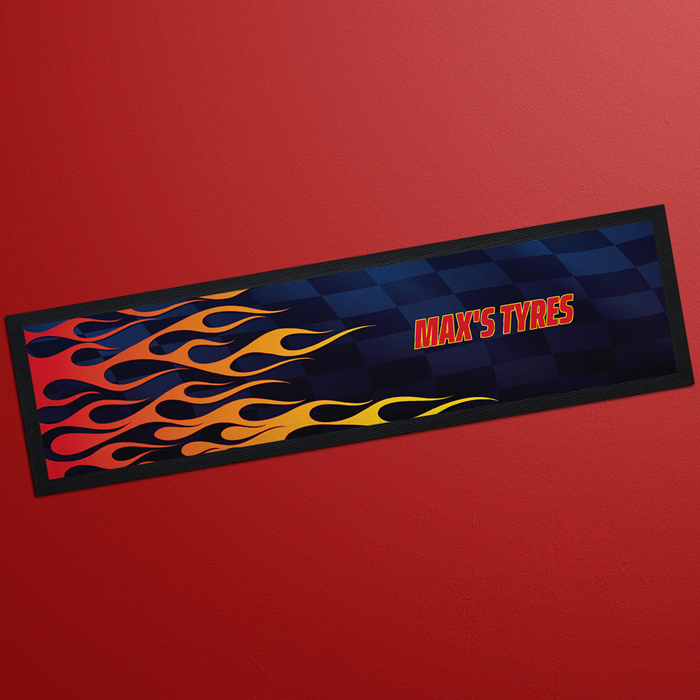 Racing Flames Bar Mat